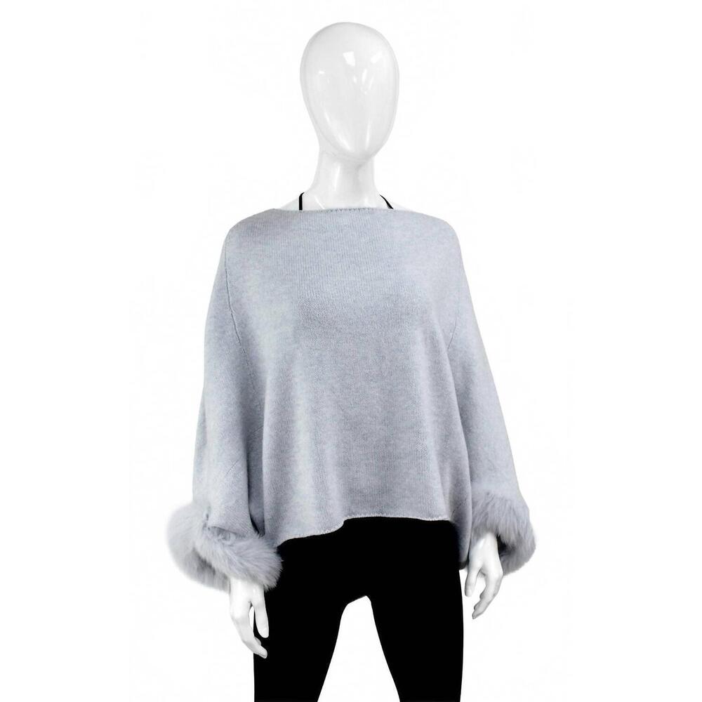 NEW MITCHIE'S MATCHINGS women's knit poncho in grey